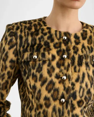 Toccin Aivana Leopard Faux Fur Cropped Jacket | Thumbnail 5