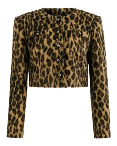 Toccin Aivana Leopard Faux Fur Cropped Jacket | Thumbnail 1