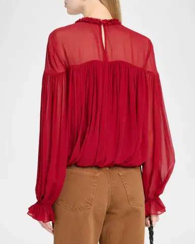Ulla Johnson Pearl Silk Chiffon Blouse | Thumbnail 3 Ulla Johnson Pearl Silk Chiffon Blouse | Thumbnail 3