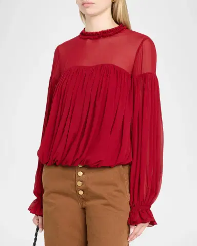 Ulla Johnson Pearl Silk Chiffon Blouse | Thumbnail 4 Ulla Johnson Pearl Silk Chiffon Blouse | Thumbnail 4
