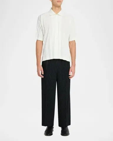 Homme Plissé Issey Miyake Men's Edge Pleated Short-Sleeve Shirt | Thumbnail 2