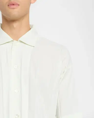 Homme Plissé Issey Miyake Men's Edge Pleated Short-Sleeve Shirt | Thumbnail 5