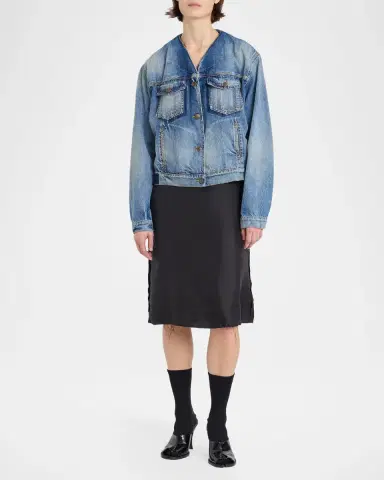 MM6 MAISON MARGIELA Folded-Collar Denim Jacket | Thumbnail 2