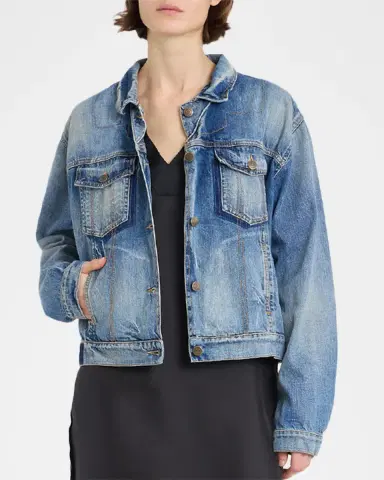 MM6 MAISON MARGIELA Folded-Collar Denim Jacket | Thumbnail 4