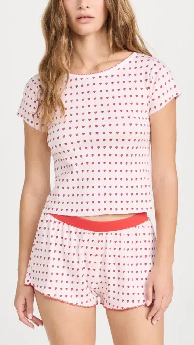 Cozyland by Morgan Lane Suzie Pajama Set Floating Hearts L | Thumbnail 2