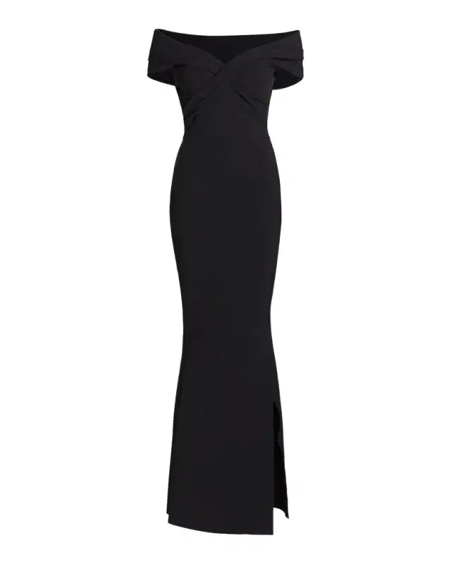 Chiara Boni La Petite Robe Portrait Neckline Stretch-Jersey Trumpet Gown