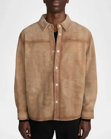 Frame Men's Suede Snap-Front Shirt Jacket | Thumbnail 4