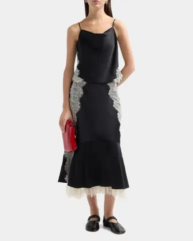 Cinq à Sept Esme Lace Satin Liore Midi Skirt | Thumbnail 2
