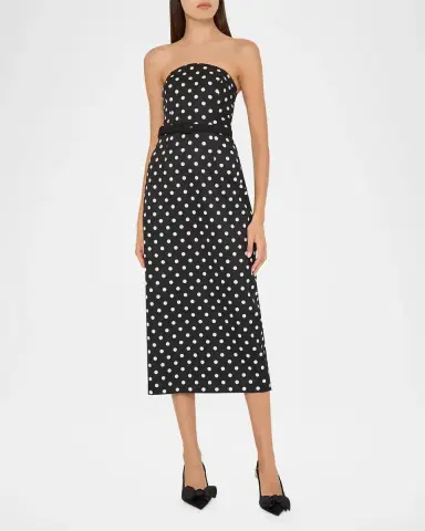 Milly Kait Strapless Polka Dot Midi Dress | Thumbnail 2