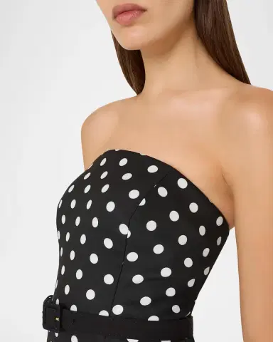 Milly Kait Strapless Polka Dot Midi Dress | Thumbnail 3