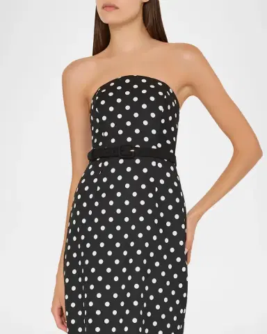 Milly Kait Strapless Polka Dot Midi Dress | Thumbnail 4