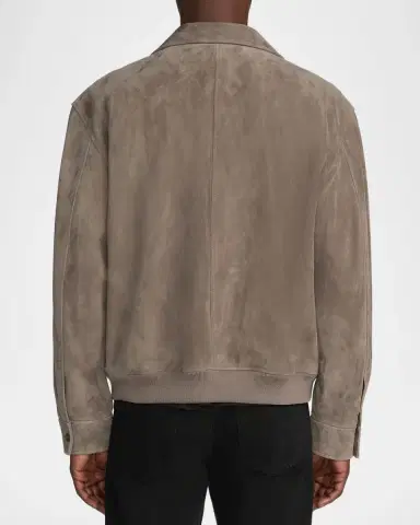 Frame Men's Suede Full-Zip Bomber Jacket | Thumbnail 3 Frame Men's Suede Full-Zip Bomber Jacket | Thumbnail 3