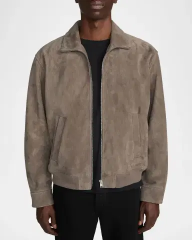 Frame Men's Suede Full-Zip Bomber Jacket | Thumbnail 4 Frame Men's Suede Full-Zip Bomber Jacket | Thumbnail 4