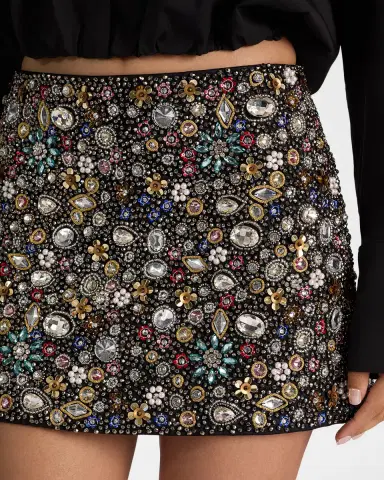 Alice + Olivia Rubi Embellished Micro Mini Skirt | Thumbnail 5