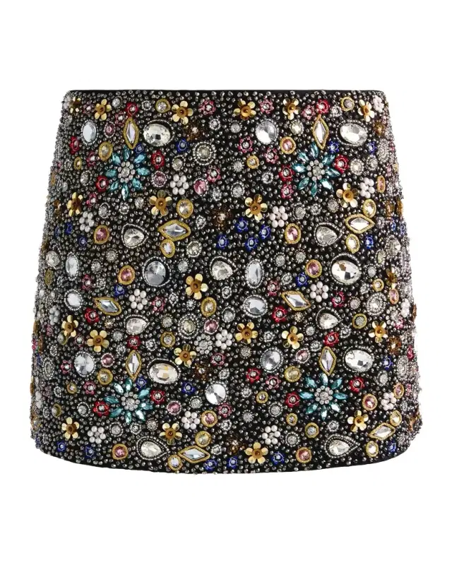 Alice + Olivia Rubi Embellished Micro Mini Skirt