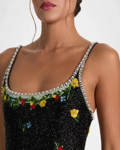 Alice + Olivia Julia Beaded Floral Sequin Column Gown | Thumbnail 5