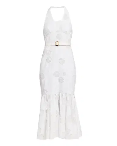 Self-Portrait Rose-Embroidered Lace Linen Halter Dress | Thumbnail 1 Self-Portrait Rose-Embroidered Lace Linen Halter Dress | Thumbnail 1