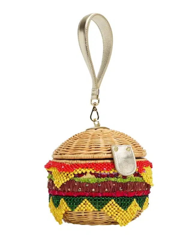 Judith Leiber Couture Deluxe Cheeseburger Basket Wristlet Bag