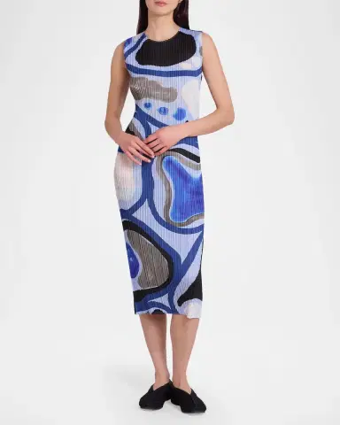 Issey Miyake Roll Printed Plisse Sleeveless Midi Dress | Thumbnail 4 Issey Miyake Roll Printed Plisse Sleeveless Midi Dress | Thumbnail 4