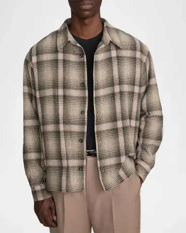 Frame Men's Wool and Nylon Maxi-Plaid Overshirt | Thumbnail 4 Frame Men's Wool and Nylon Maxi-Plaid Overshirt | Thumbnail 4