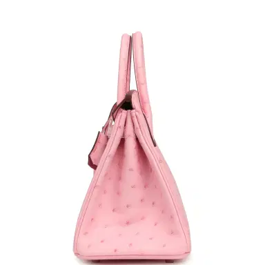 HERMÈS Hermes Birkin 25 Bubblegum Ostrich Boreal Palladium Hardware | Thumbnail 3