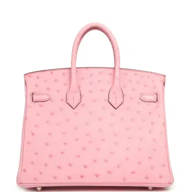 HERMÈS Hermes Birkin 25 Bubblegum Ostrich Boreal Palladium Hardware | Thumbnail 4
