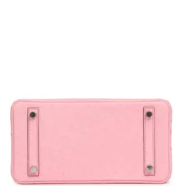 HERMÈS Hermes Birkin 25 Bubblegum Ostrich Boreal Palladium Hardware | Thumbnail 6