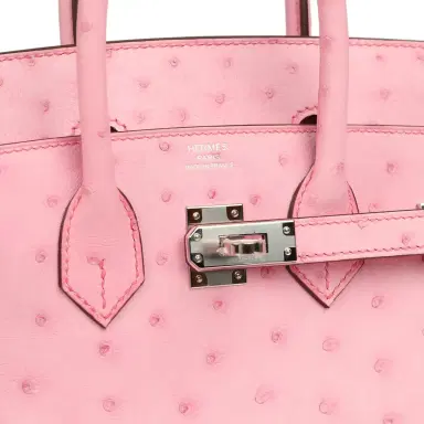 HERMÈS Hermes Birkin 25 Bubblegum Ostrich Boreal Palladium Hardware | Thumbnail 7
