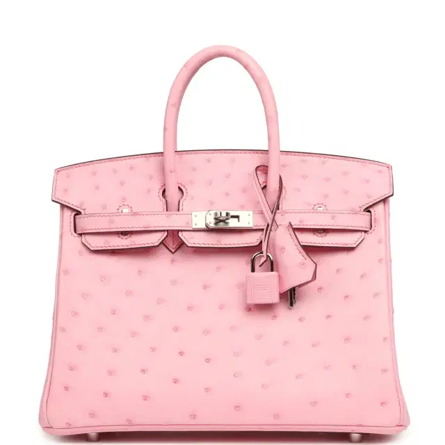 HERMÈS Hermes Birkin 25 Bubblegum Ostrich Boreal Palladium Hardware