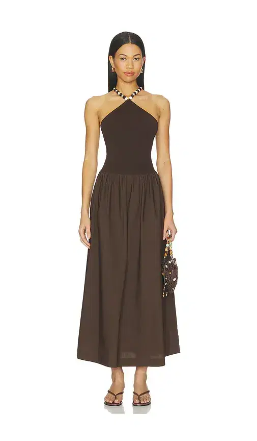 L'Academie Jinjara Beaded Halter Dress
