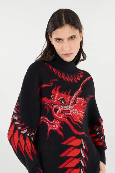 Roberto Cavalli Long Sweater With Pattern And Dragon | Thumbnail 5