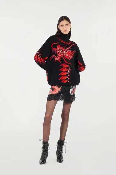 Roberto Cavalli Long Sweater With Pattern And Dragon | Thumbnail 7