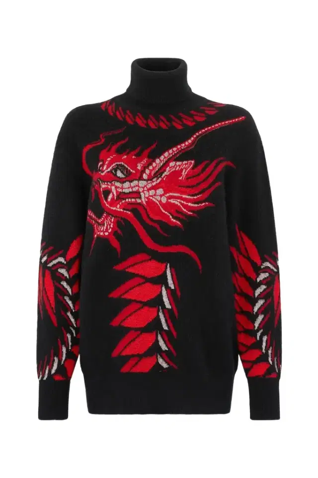 Long Sweater With Pattern And Dragon