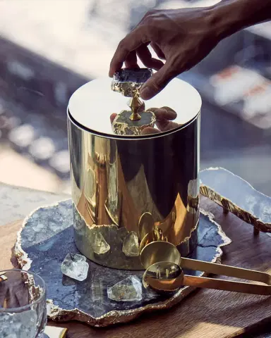Anna New York Kiva Large Emerald Platter, Gold | Thumbnail 2