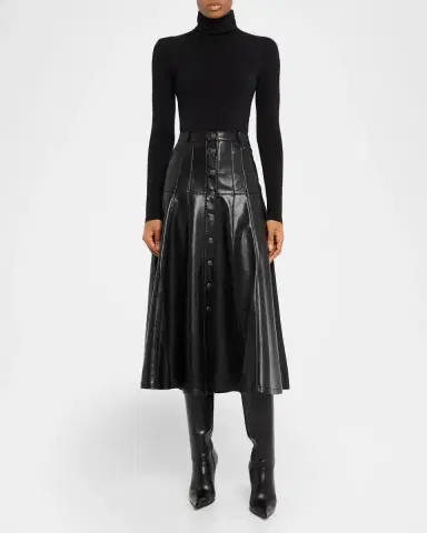 Cinq à Sept Veena Vegan Leather Midi Skirt | Thumbnail 2