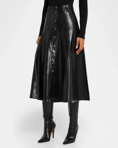 Cinq à Sept Veena Vegan Leather Midi Skirt | Thumbnail 4