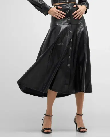 Cinq à Sept Veena Vegan Leather Midi Skirt | Thumbnail 7