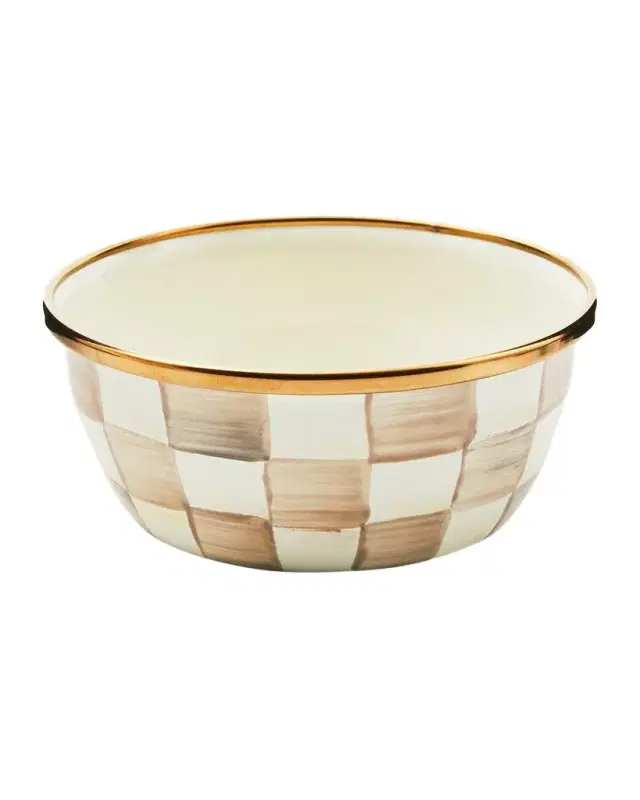 MacKenzie-Childs Mocha Check Pinch Bowl