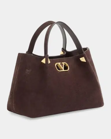 Valentino Garavani Small Suede Shopping Bag | Thumbnail 4