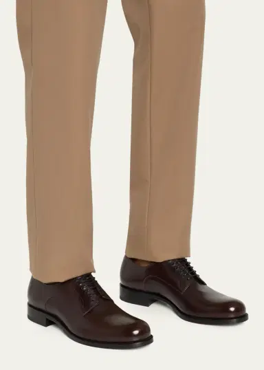 Christian Louboutin Men's Moustachou Red-Sole Leather Derby Shoes | Thumbnail 2