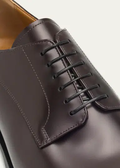 Christian Louboutin Men's Moustachou Red-Sole Leather Derby Shoes | Thumbnail 5
