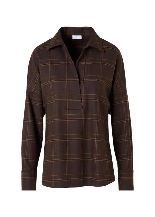 Akris punto Blanket Checked Wool-Blend Flannel Blouse
