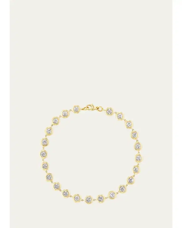 GEMELLA JEWELS 18K Yellow Gold Double Bubble Diamond Bezel Tennis Bracelet