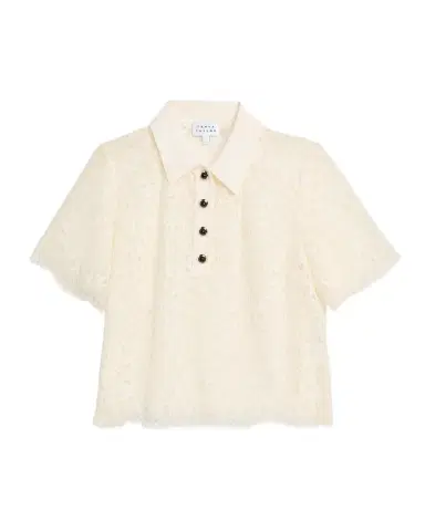 Tanya Taylor Gwen Lace Polo Top | Thumbnail 1