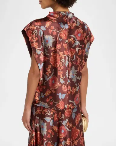 Tanya Taylor Adrien Floral Satin Top | Thumbnail 3