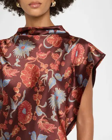 Tanya Taylor Adrien Floral Satin Top | Thumbnail 5