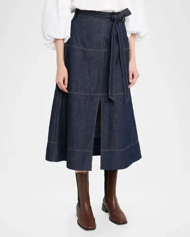 Tanya Taylor Hudley Denim Midi Skirt | Thumbnail 4