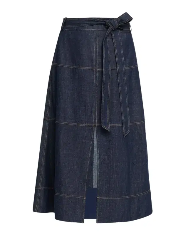 Tanya Taylor Hudley Denim Midi Skirt