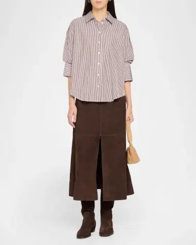 Tanya Taylor Emmy Striped Cotton Puff-Sleeve Shirt | Thumbnail 2