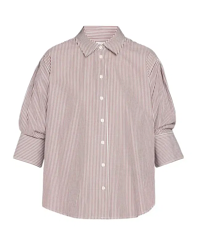 Tanya Taylor Emmy Striped Cotton Puff-Sleeve Shirt